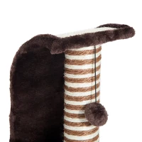 PawHut Arranhador para Gatos Centro de Atividades com Poste de Sisal Rampa e Brinquedo Suspenso 35x30x39 cm Marrom e Bege(m-8)
