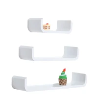HOMCOM Conjunto de 3 Prateleiras Flutuantes 60/45/30x15x10 cm Prateleiras de Parede para Armazenamento de Livros Fotos Decoração para Sala de Estar Corredor Dormitório Branco(m-4)