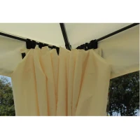 Outsunny Pérgola de Jardim 4x3m Pérgola com Teto Duplo Respirável com 4 Cortinas Laterais Removíveis Estrutura de Aço para Festas Casamentos Eventos Creme(m-11)