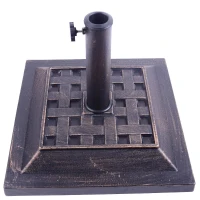 Outsunny Base para Chapéu de Sol Suporte para Chapéu de Sol Apto para Mastros de 38mm/48mm 44x44x32 cm Preto e Bronze(m-9)