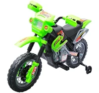 HOMCOM motocicleta elétrica infantil para crianças a partir de 3 anos 6V e rodas de apoio cor verde(m-1)