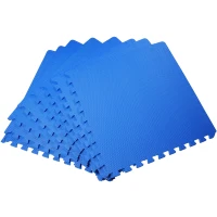 HOMCOM Tapete puzzle para Crianças e Bebés 8 peças tapetes de espuma eva com área de cobertura 2,88 metros quadrados não tóxico 60x60x1,2 cm azul(m-1)