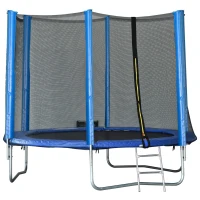 HOMCOM Cama Elástica Ø244cm com Rede de Segurança Conjunto de trampolim para Jardim Carga máx. 100kg Azul e Preto(m-1)