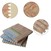 HOMCOM Tapete Puzzle 16 Peças 60x60x1cm 6m² Tapete de Proteção de Borracha Eva para Casa Academia Marrom(m-1)