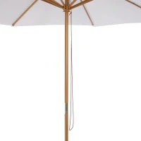 Outsunny Chapéu de Sol de Jardim Ø300x250cm com Sistema de Polia Teto Ventilado e Mastro Desmontável de Madeira para Terraço Pátio Exterior Branco(m-10)