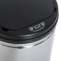 HOMCOM Balde de Lixo Inteligente de Aço Inoxidável 50L com Sensor Infravermelho de Abertura Automática Ø30,5x81,5cm Prata e Preto(m-5)