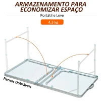 Outsunny Mesa de Campismo Dobrável Convertível em Mala com Altura Ajustável para Piquenique 120x60-54-70cm Prata(m-5)