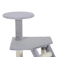 PawHut Arranhador para Gatos com Postes Escadas Caverna Espaçosa Rede Plataformas Centro de Atividades Sisal Natural 55x40x125cm Cinza(m-8)