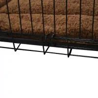 PawHut Gaiola para Cães com Almofada Incluída Gaiola para Animais de Estimação com Alça de Transporte e Grade de Arame 60x43x49,5cm Preto e Marrom(m-7)