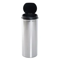 HOMCOM Balde de Lixo Inteligente de Aço Inoxidável 50L com Sensor Infravermelho de Abertura Automática Ø30,5x81,5cm Prata e Preto(m-1)