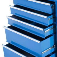 HOMCOM Carrinho de Ferramentas para Oficina com Rodas e 5 Gavetas Fechadura e Alça Lateral 61,5x33x85 cm Azul(m-10)