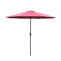 Outsunny Chapéu de Sol de Jardim Ø295x250cm com Manivela Chapéu de Sol Exterior com Mecanismo de Inclinação e Mastro Desmontável de Metal para Terraço Piscina Pátio Vinho(m-1)