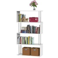 HOMCOM Estante moderna para escritório Estante de livros 145x80x30cm branco(m-4)