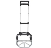 HOMCOM Carrinho de mão dobrável de alumínio Altura ajustável de 3 níveis Fácil transporte Carga 70 kg 41x38,5x100 cm Preto e cinza(m-10)