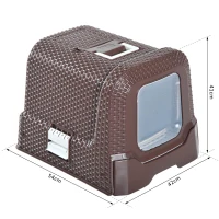 PawHut Caixa de Areia para Gatos com Alça de Transporte Bandeja Removível e Pá 54x42x41 cm Marrom(m-3)