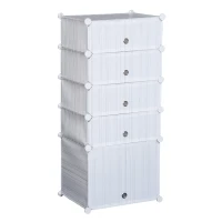 HomCom Armário Modular Plástico Branco Estante 5 Baldes Roupeiro Sapateiro Comoda Combinado Móvel Organizador Roupa Sapatos Acessório Brinquedos(m-1)
