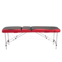 HOMCOM Marquesa de Massagem Dobrável e Portátil com Altura Ajustável e Apoio para a Cabeça 180x60x62-82 cm Vermelho e Preto(m-7)