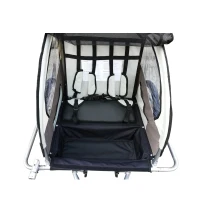 HOMCOM Reboque de Bicicleta para Crianças 2 Lugares 2 em 1 Convertível em Carrinho com Rodas 360º e Guiador Ajustável Bege e Marrom(m-5)