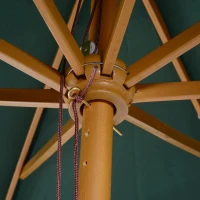 Outsunny Chapéu de Sol Ø300x250cm Chapéu de Sol com Mastro de Madeira com 8 Hastes Sistema de Polia com Fixação Verde(m-13)