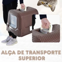 PawHut Caixa de Areia para Gatos com Alça de Transporte Bandeja Removível e Pá 54x42x41 cm Marrom(m-4)