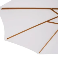Outsunny Chapéu de Sol de Jardim Ø300x250cm com Sistema de Polia Teto Ventilado e Mastro Desmontável de Madeira para Terraço Pátio Exterior Branco(m-9)