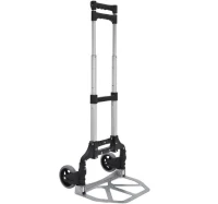 HOMCOM Carrinho de mão dobrável de alumínio Altura ajustável de 3 níveis Fácil transporte Carga 70 kg 41x38,5x100 cm Preto e cinza(m-12)