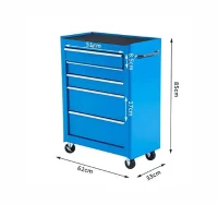 HOMCOM Carrinho de Ferramentas para Oficina com Rodas e 5 Gavetas Fechadura e Alça Lateral 61,5x33x85 cm Azul(m-3)