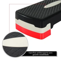 HOMCOM Step para Exercício Aeróbico Plataforma Step com Altura Ajustável em 2 Níveis com Carga Máxima 150kg para Exercício em Academia Casa 68x29x10-15cm Preto e Vermelho(m-4)