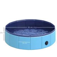 PawHut Piscina Dobrável para Cães Ø80x20 cm Banheira Portátil para Animais de Estimação Antiderrapante PVC Multiusos Cor Azul(m-3)