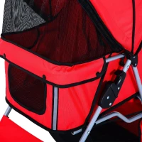 PawHut Carrinho de Passeio para Animais de Estimação Dobrável com Cesta de Armazenamento e Travão 75x45x97cm Vermelho(m-8)