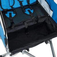 HOMCOM Reboque de Bicicleta para Crianças com 2 lugares e Roda 360º com Acoplamento Universal Cinza e Azul(m-7)
