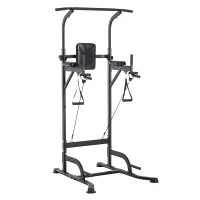 HOMCOM Power Tower Máquina de Musculação 5 em 1 Exercícios Dip Pull-up Flexões e Abdominais carga 120kg 94 x 99 x 182-232 cm(m-1)