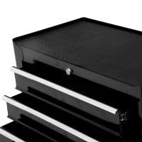 HOMCOM Carrinho de Ferramentas para Oficina com Rodas e 5 Gavetas Fechadura e Alça Lateral 61,5x33x85 cm Preto(m-9)