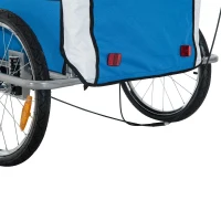 HOMCOM Reboque de Bicicleta para Crianças com 2 lugares e Roda 360º com Acoplamento Universal Cinza e Azul(m-6)