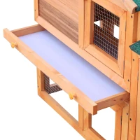 Pawhut Coelheira com parque cercado Madeira de abeto Exterior de 2 Níveis Gaiola para Coelhos 145x45x85 cm(m-8)