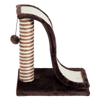 PawHut Arranhador para Gatos Centro de Atividades com Poste de Sisal Rampa e Brinquedo Suspenso 35x30x39 cm Marrom e Bege