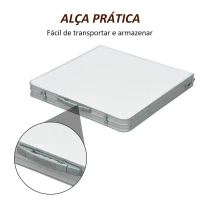 Outsunny Mesa de Campismo Dobrável Convertível em Mala com Altura Ajustável para Piquenique 120x60-54-70cm Prata(m-6)