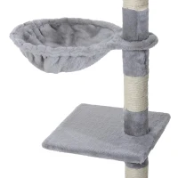 PawHut Arranhador para Gatos com Postes Escadas Caverna Espaçosa Rede Plataformas Centro de Atividades Sisal Natural 55x40x125cm Cinza(m-10)