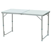 Outsunny Mesa de Campismo Dobrável Convertível em Mala com Altura Ajustável para Piquenique 120x60-54-70cm Prata(m-1)