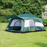Outsunny Tenda de Campismo Familiar para 8-10 Pessoas Portatil com Porta Janelas e Bolsa de Transporte 430x300x200 cm Verde(m-2)