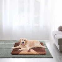 PawHut Cama para Animais de Estimação Cama para Cães e Gatos com Capa Removível e Lavável Antiderrapante 100x70x7cm Marrom(m-2)