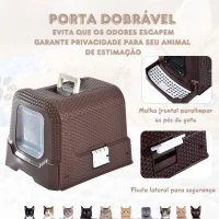 PawHut Caixa de Areia para Gatos com Alça de Transporte Bandeja Removível e Pá 54x42x41 cm Marrom(m-7)