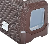 PawHut Caixa de Areia para Gatos com Alça de Transporte Bandeja Removível e Pá 54x42x41 cm Marrom(m-8)