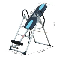 HOMCOM Mesa de Inversão Dobrável com Altura Ajustável entre 147-198 cm e Cinto de Segurança 65x112-142x126 cm Preto e Azul(m-4)