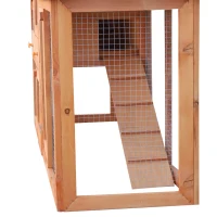 Pawhut Coelheira com parque cercado Madeira de abeto Exterior de 2 Níveis Gaiola para Coelhos 145x45x85 cm(m-11)