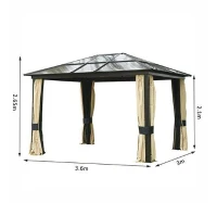 Outsunny Pérgola de Jardim 3x3,6m cor marrom e creme de policarbonato, alumínio e poliéster(m-3)