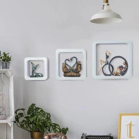 HOMCOM Conjunto de 3 Cubos Prateleiras de Parede para Livros CDs Prateleiras Flutuantes Decorativas Branco(m-11)