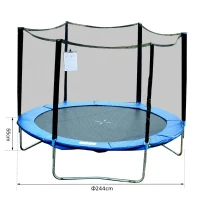 HOMCOM Cama Elástica Ø244cm com Rede de Segurança Conjunto de trampolim para Jardim Carga máx. 100kg Azul e Preto(m-3)