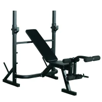 HOMCOM Banco de Musculação Multifuncional com Altura Ajustável de 3 Níveis para Treino de Corpo Inteiro 175x98x130 cm Preto(m-11)