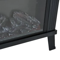 HOMCOM Lareira Elétrica com Efeito de Chama Realista Potência Ajustável 600W/1200W para Ambientes entre 13-18㎡ 34x17x31cm Preto(m-7)